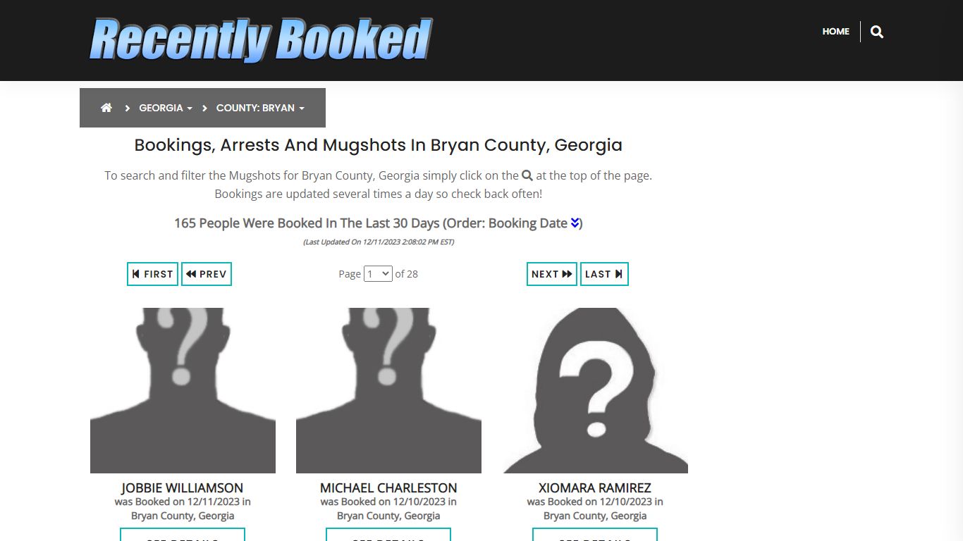 Recent bookings, Arrests, Mugshots in Bryan County, Georgia